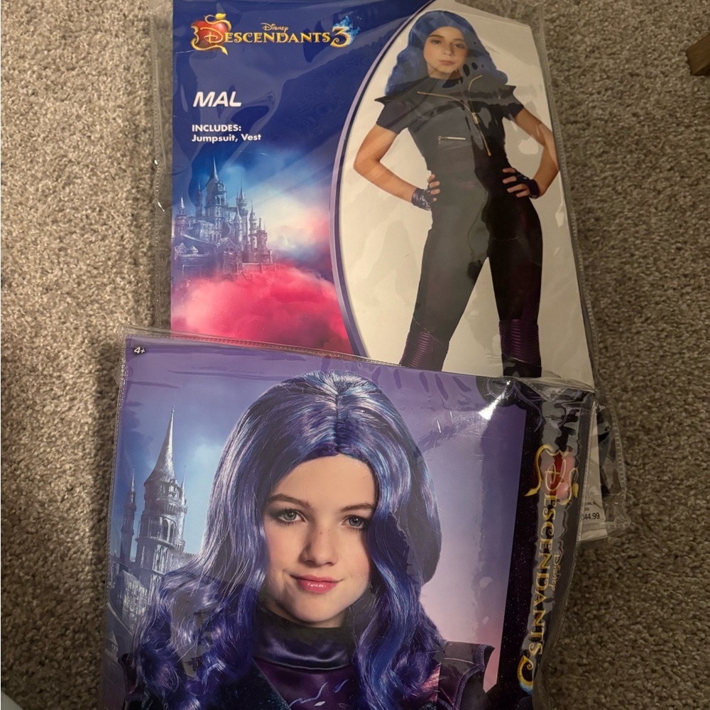 Disney Descendants 3 Mal Costume - Blue and Black WITH wig
